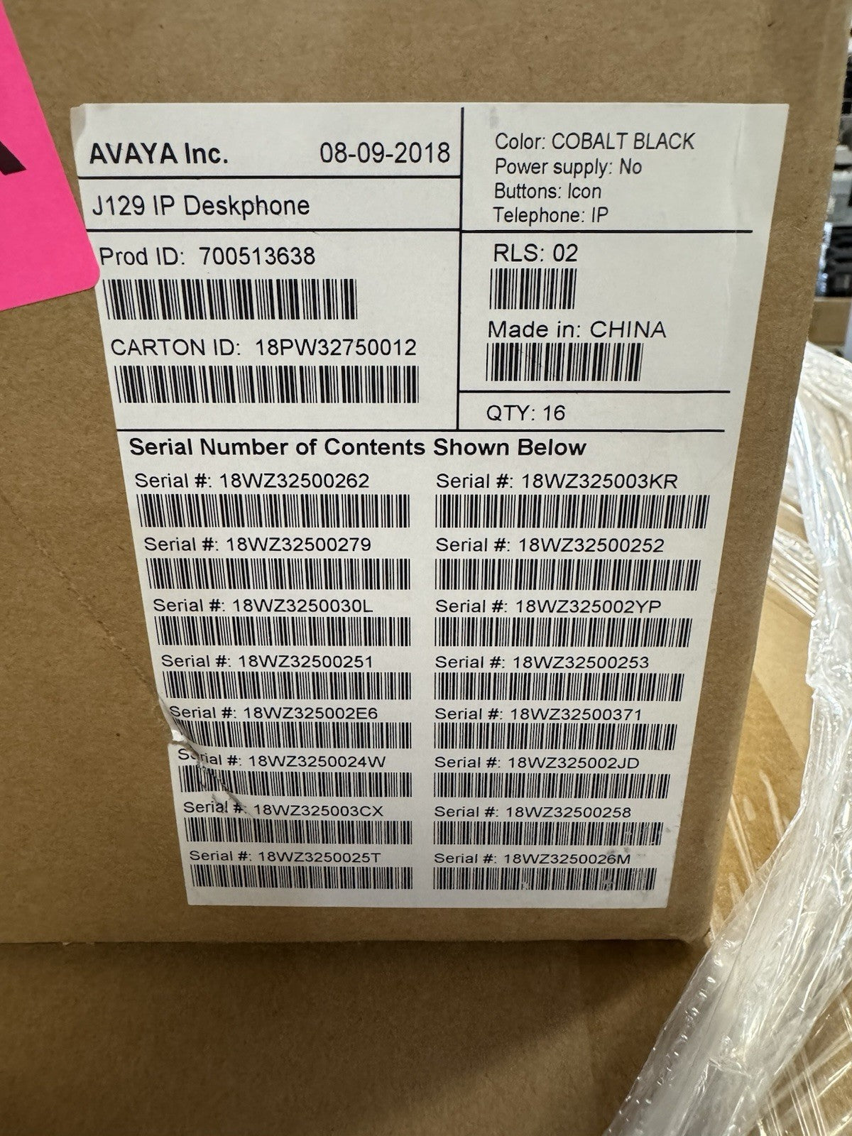 LOT OF 208 Avaya J129 IP Phone SIP (700512392 , 700513638) Bulk - New