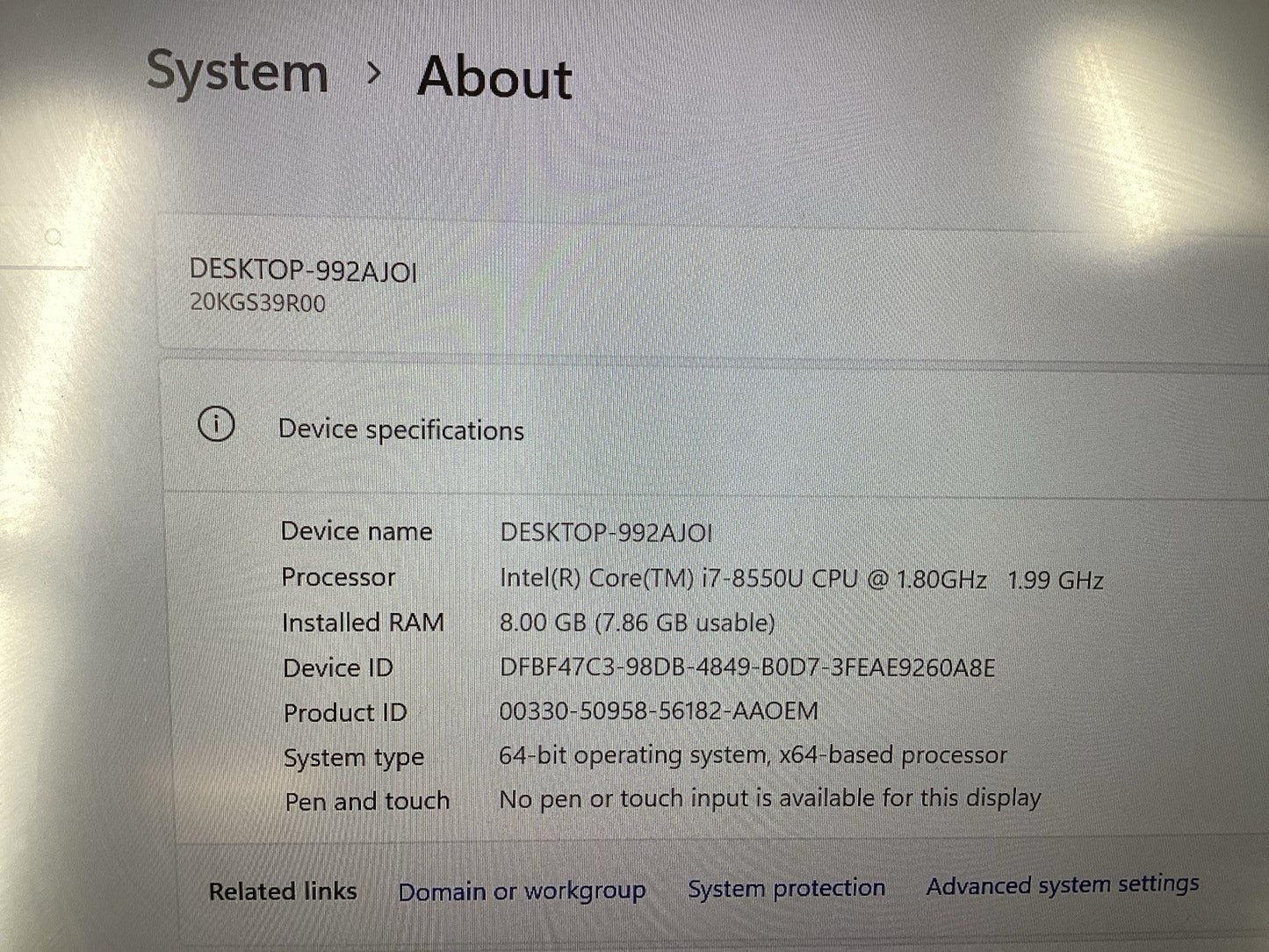 Lenovo ThinkPad X1 Carbon 6th Gen (i7-8550U 8GB 256GB SSD) Win11Pro B-Grade