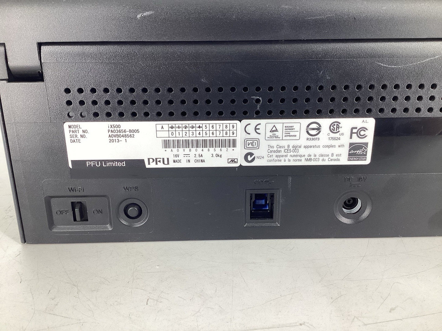 Fujitsu ScanSnap iX500 Desktop Document Scanner No AC Adapter