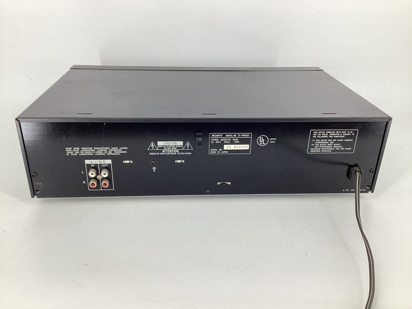 Sony TC-WR521 Dual Deck Stereo Cassette Deck Dolby B,C Cleaned Tested