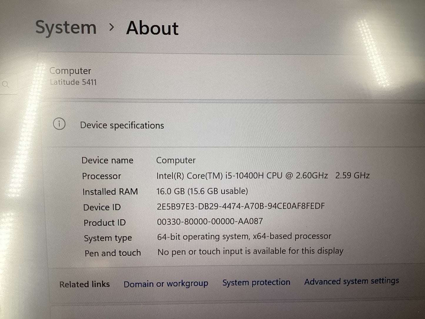 Dell Latitude 5411 14" (i5-10400H @2.6GHz, 16GB RAM, 512GB SSD) Win11Pro *Read