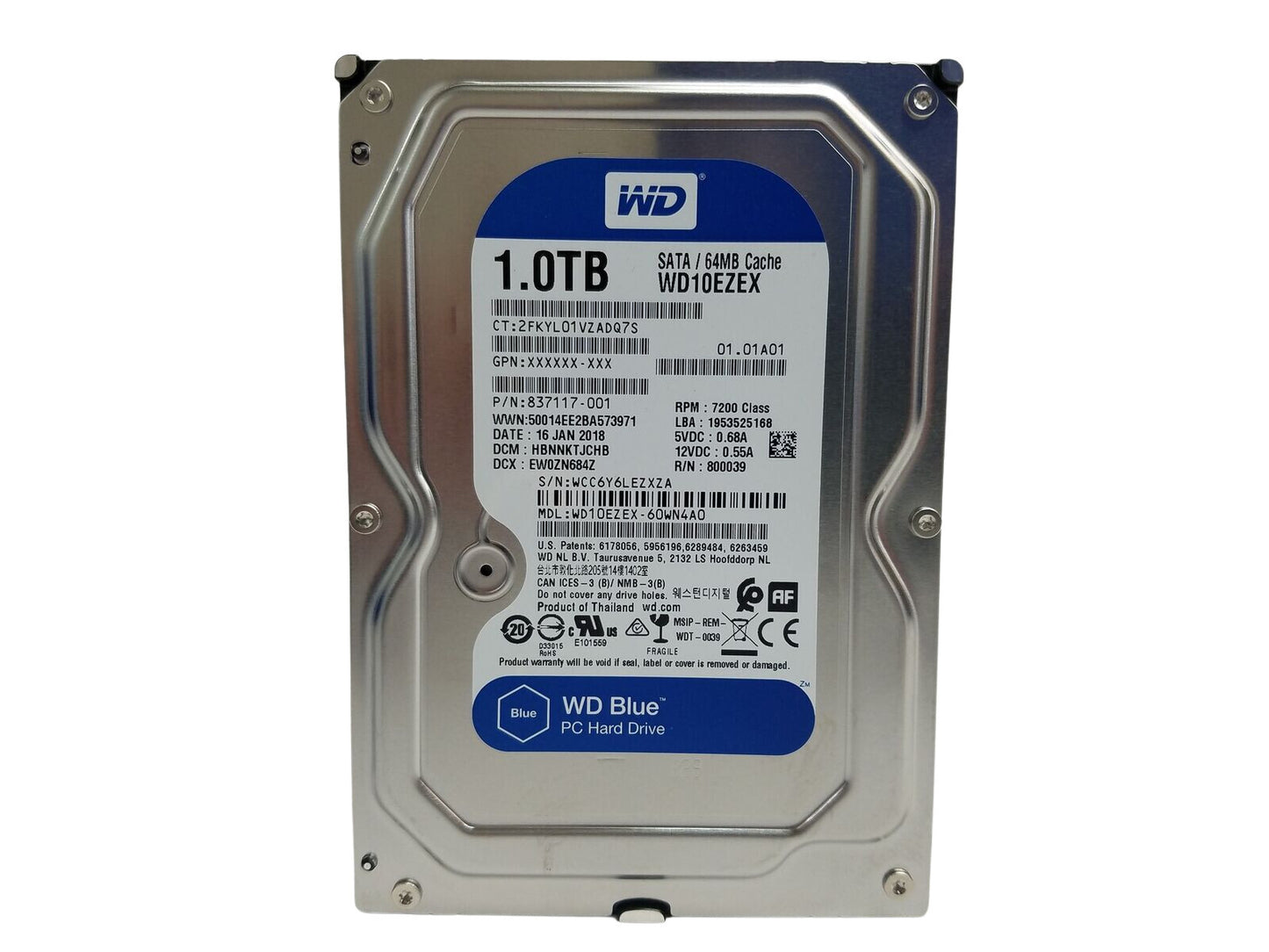 WD Caviar Blue 3.5” 1TB 64MB SATA HDD (WD10EZEX)