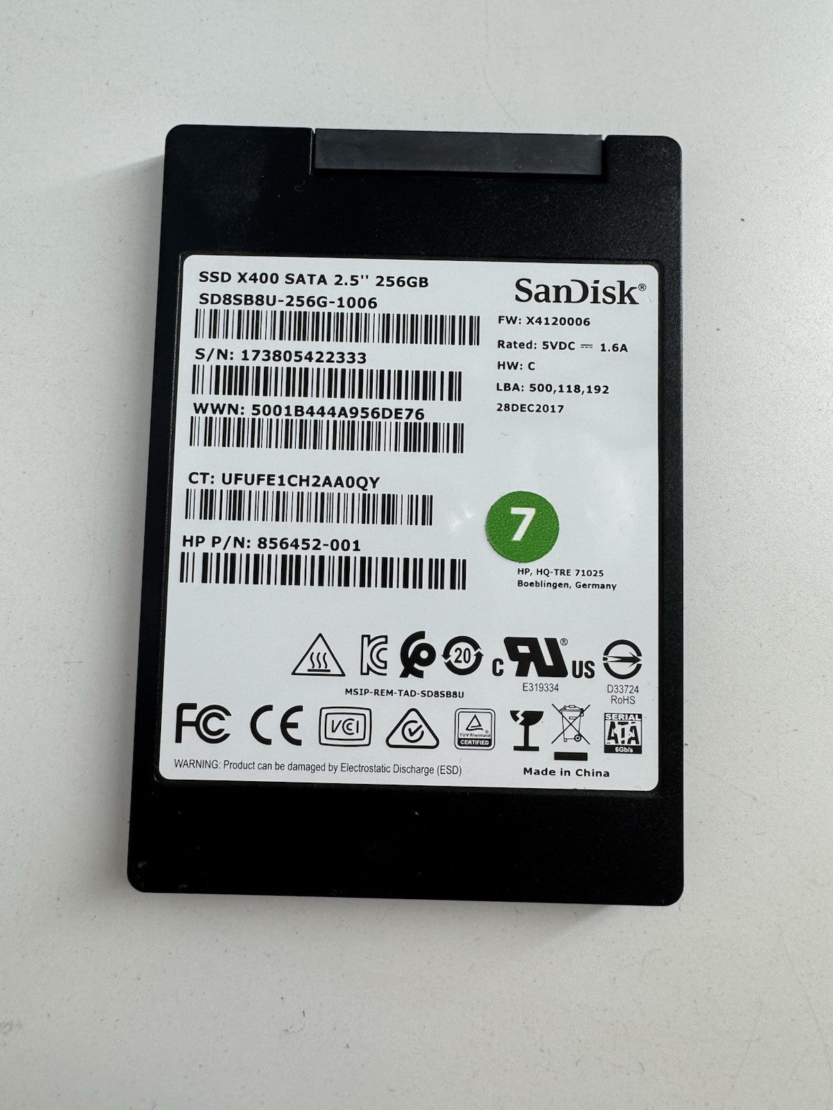 SANDISK SSD X400 SD8SB8U-256G-1006 256GB 2.5" SSD SATA-3