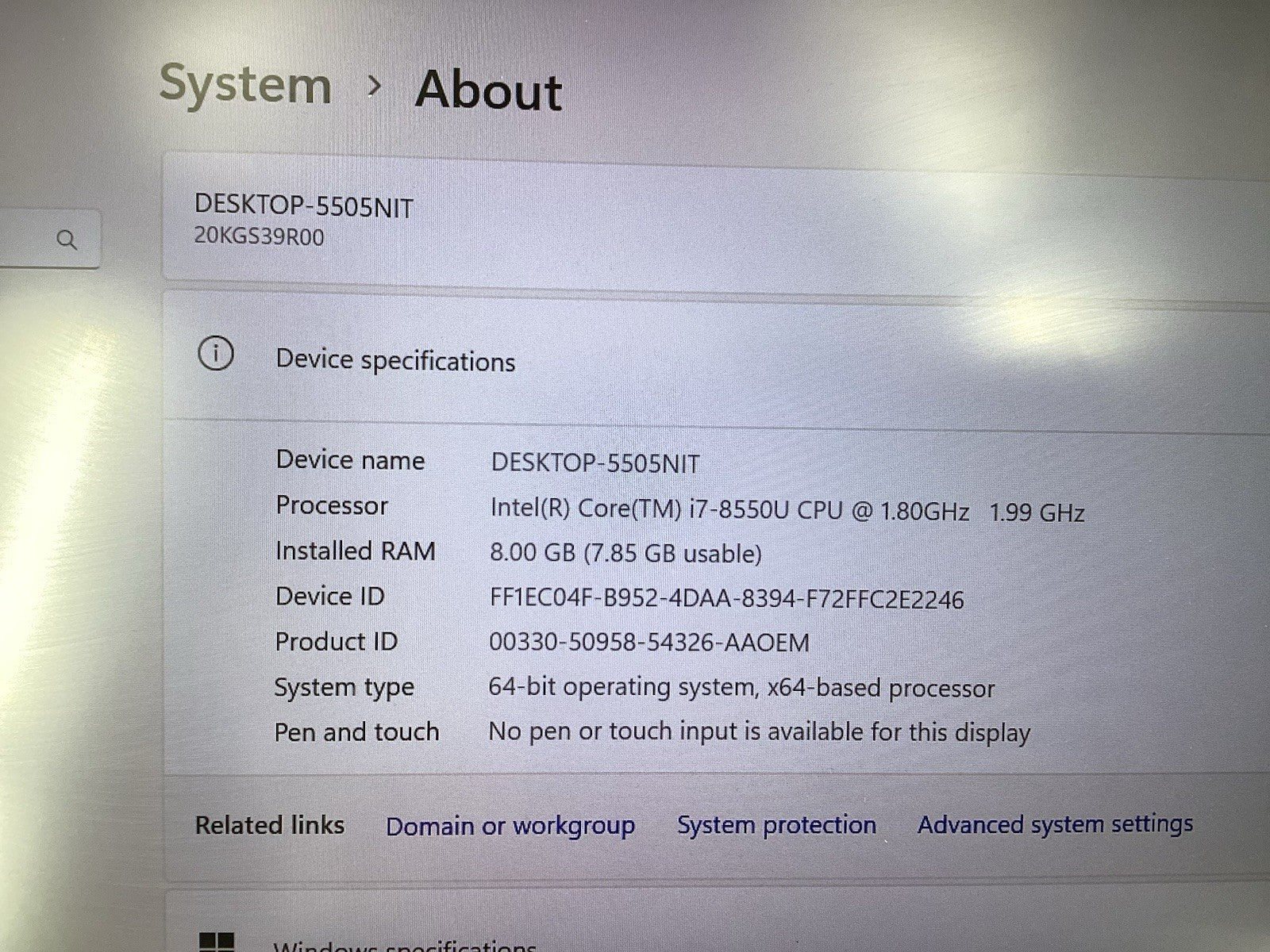 Lenovo ThinkPad X1 Carbon 6th Gen (i7-8550U @1.8GHz 8GB 256GB SSD) Win11Pro w/AC