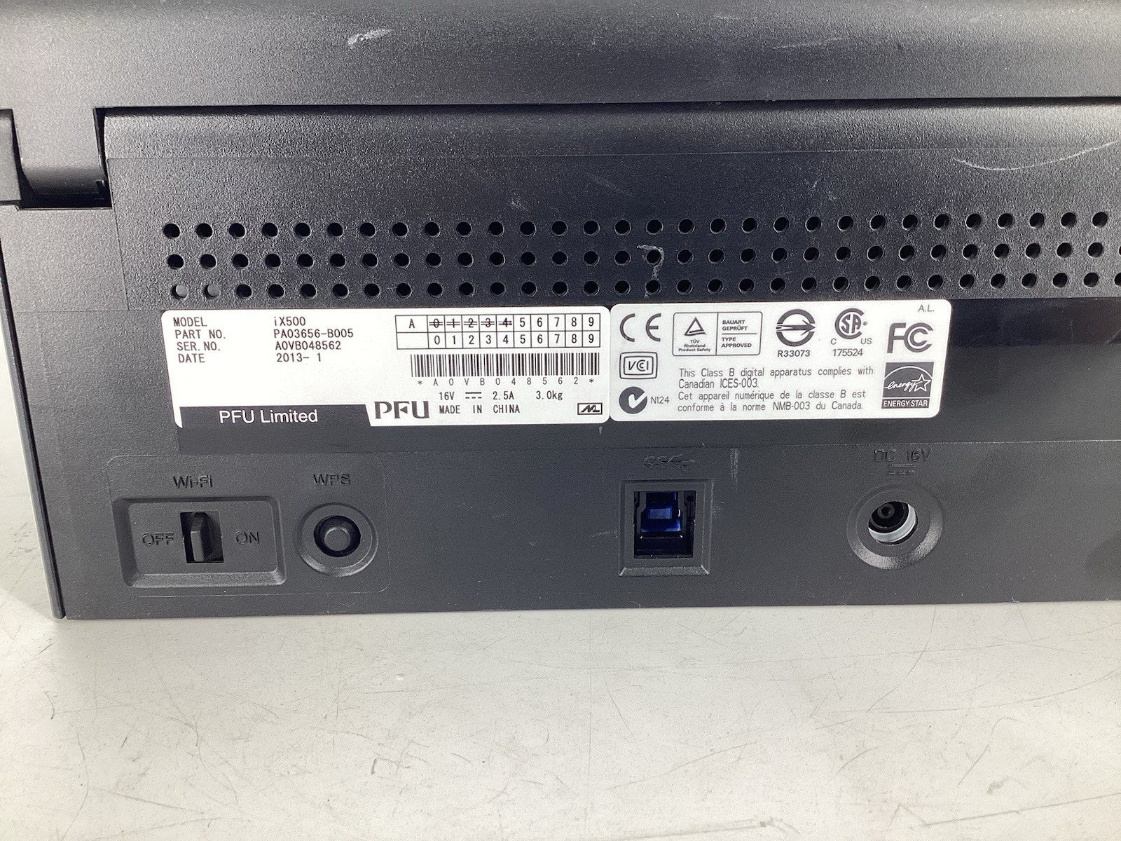 Fujitsu ScanSnap iX500 Desktop Document Scanner  No AC Adapter