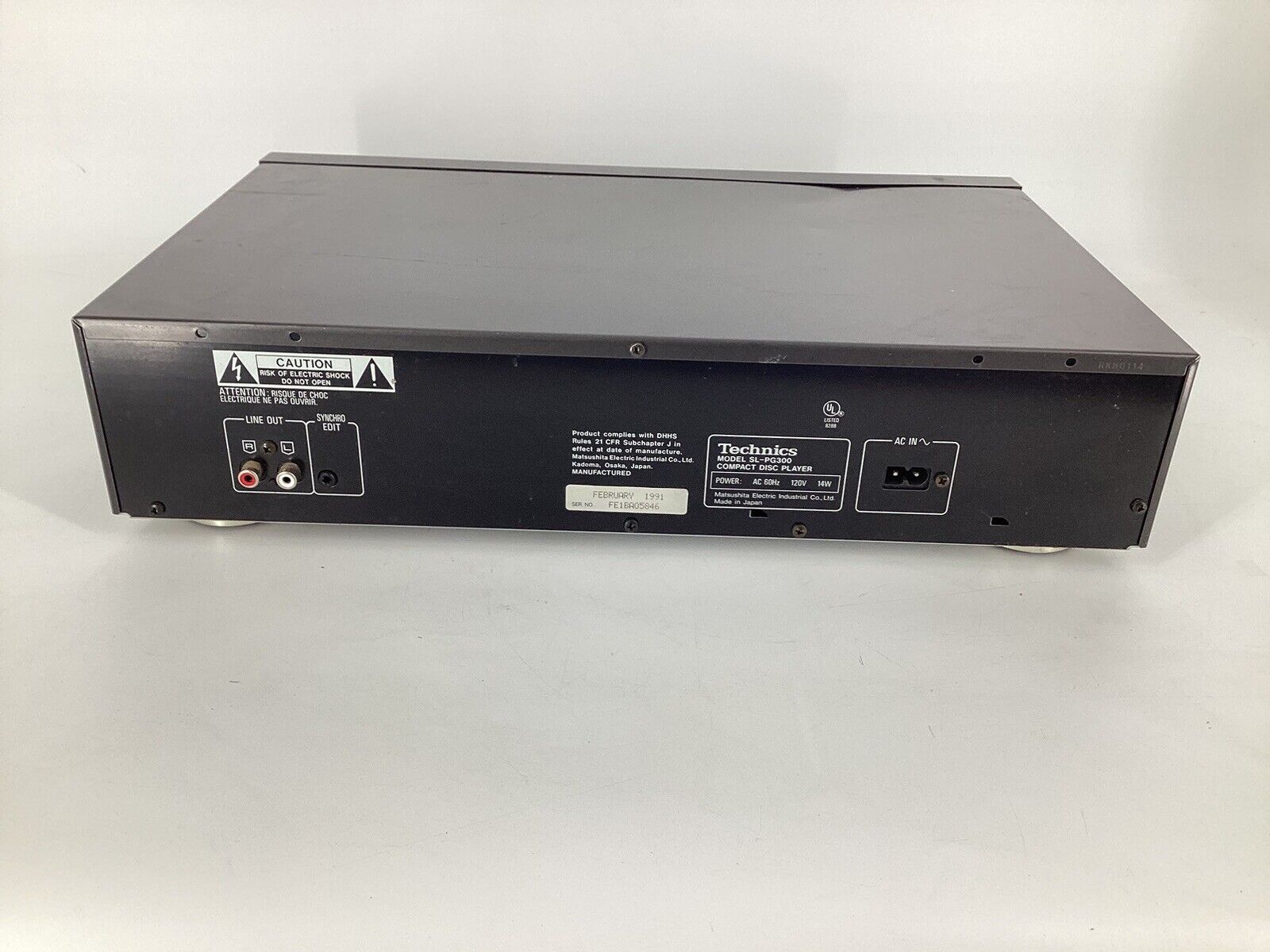 Technics SL-PG100 Single Disc Tray Compact Disc CD Player No Remote TESTED