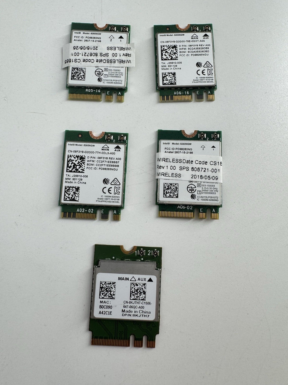 LOT OF 5 Intel 8260NGW 8265NGW 0KJTH7 Wireless AC+BT4.2 Wi-Fi Cards