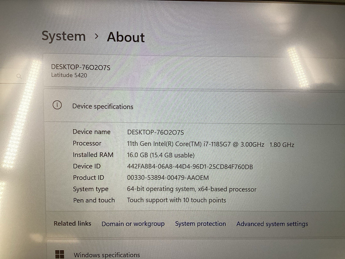 Dell Latitude 5420 14" (i7-1185G7 @3.0GHz 16GB 256GB SSD) Win11Pro B-Grade No AC