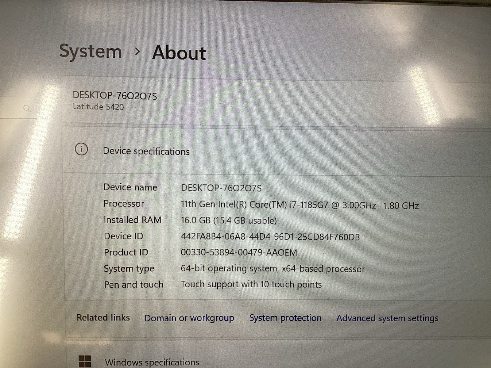 Dell Latitude 5420 14" (i7-1185G7 @3.0GHz 16GB 256GB SSD) Win11Pro B-Grade No AC