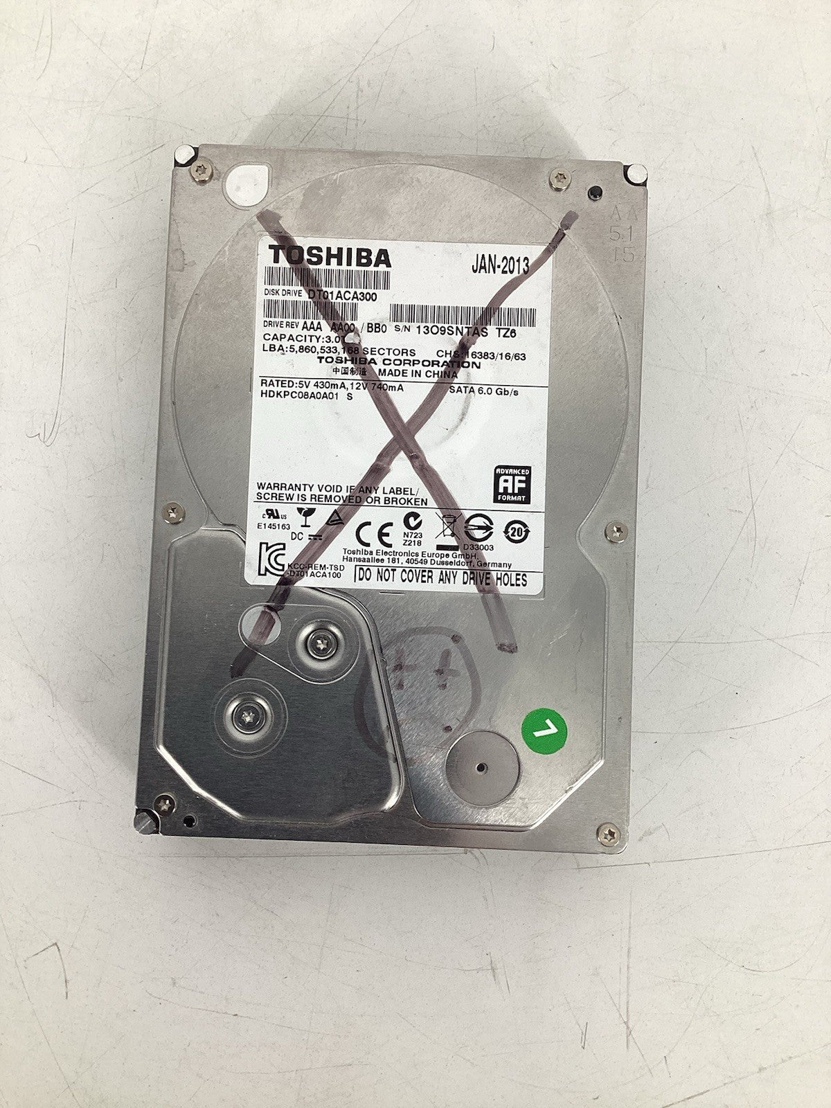 Toshiba 3TB 3.5" SATA 6GB/s 7.2K 64MB Server HDD Hard Drive DT01ACA300 