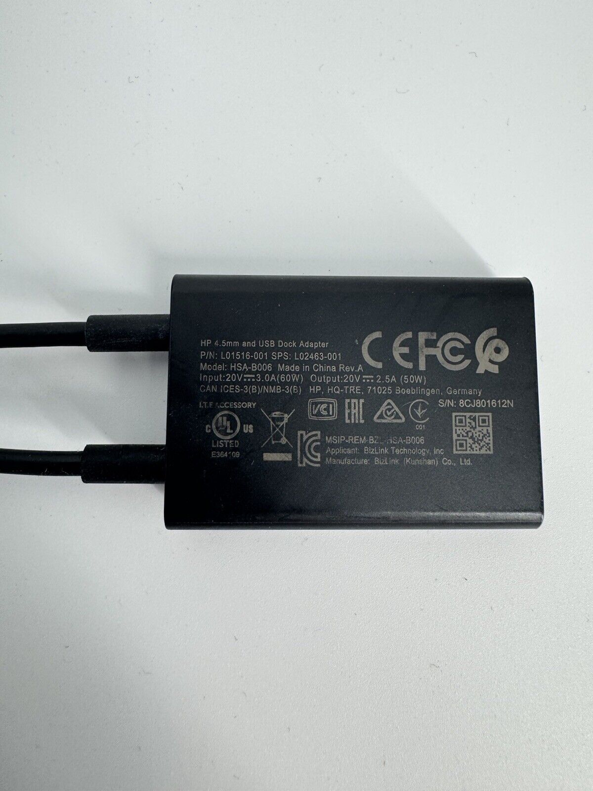 10 LOT GENUINE HP 4.5MM USB-C DOCK ADAPTER L01515-001 P/N L02463-001