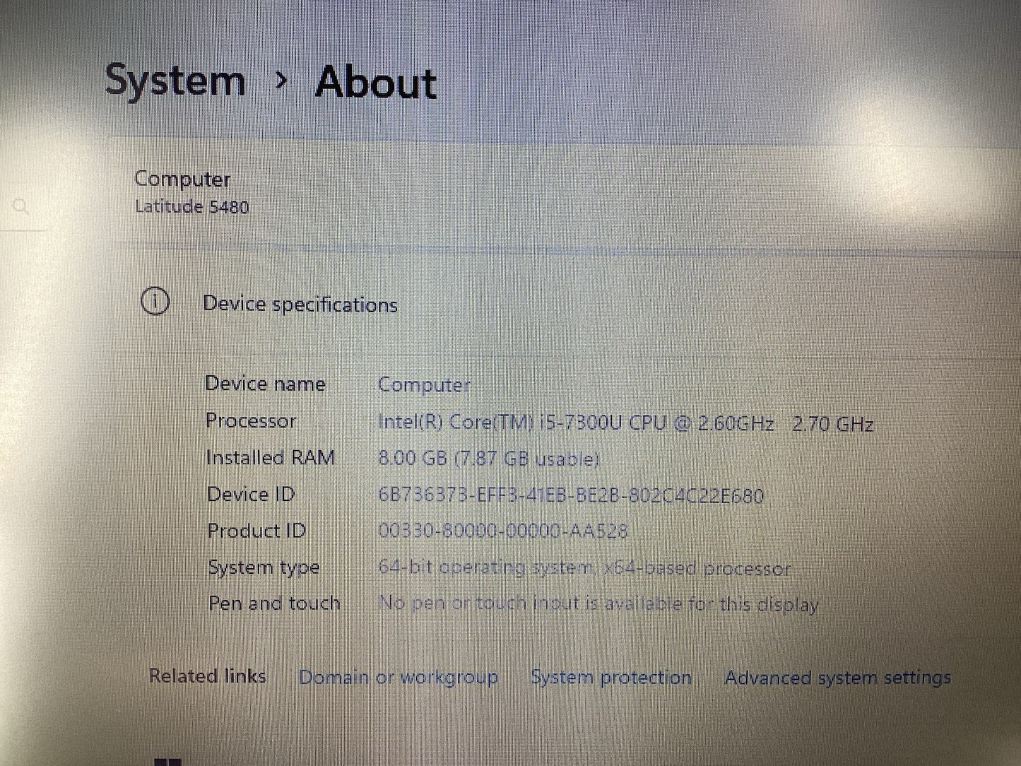 Dell Latitude 5480 14" (i5-7300U @2.6GHz, 8GB RAM 256GB SSD) Win11Pro w/AC